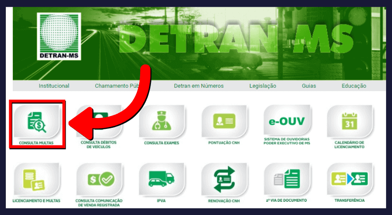 1 Passo Consuta de Multas Detran MS