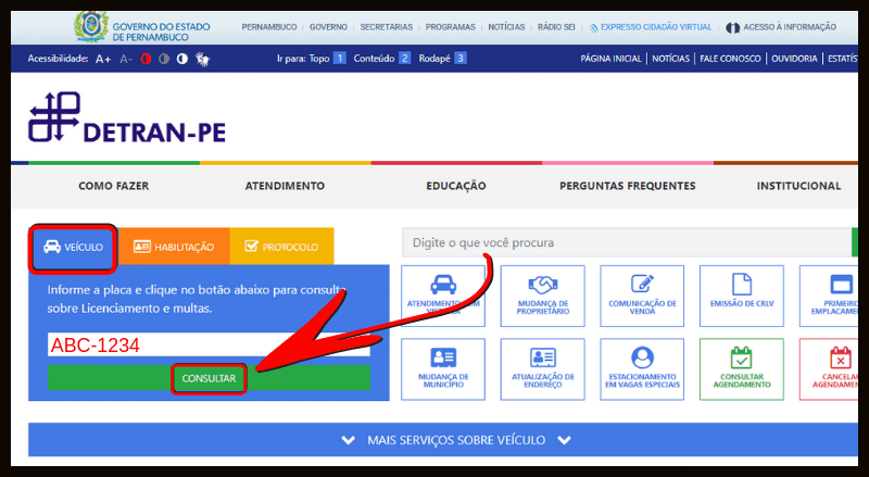 Detran Pe Pernambuco Consulta De Pontos Da Cnh Multas E Ipva
