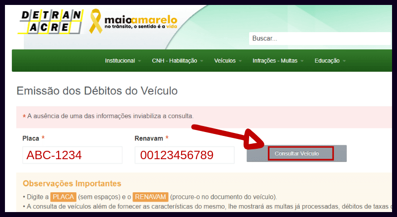 Consulta de Veículos Detran AC Consulta de Veículos Detran AC